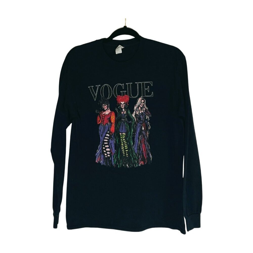 GILDAN Women’s Hocus Pocus “VOGUE” T-shirt Long Sleeve Black Medium